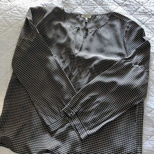 Josie, size medium, 100% silk tunic, grey and white